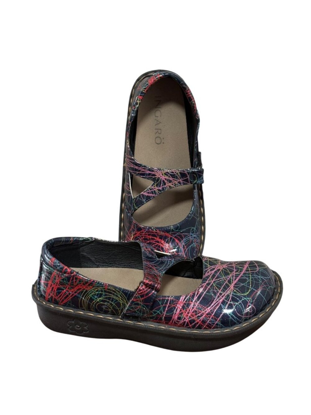 Ingaro Julie Women’s Multicolor Abstract Print Mary Jane Nursing Shoes Size 10M